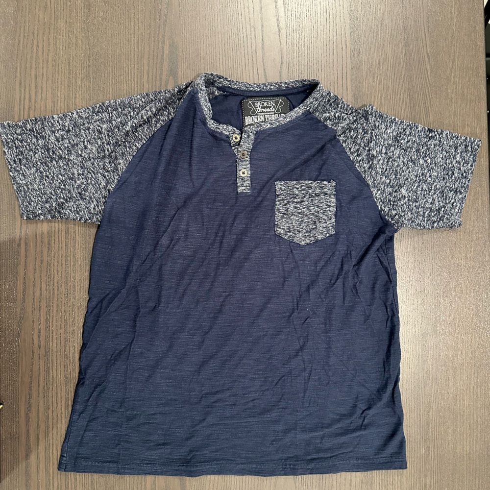 Men's Blue Raglan Short Sleeve Tee